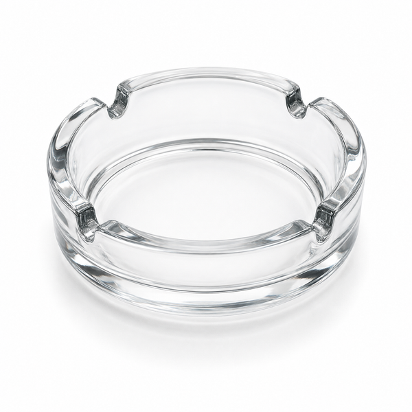 Deli Round Glass Ashtray with 4 Cigarette Rests – 105mm