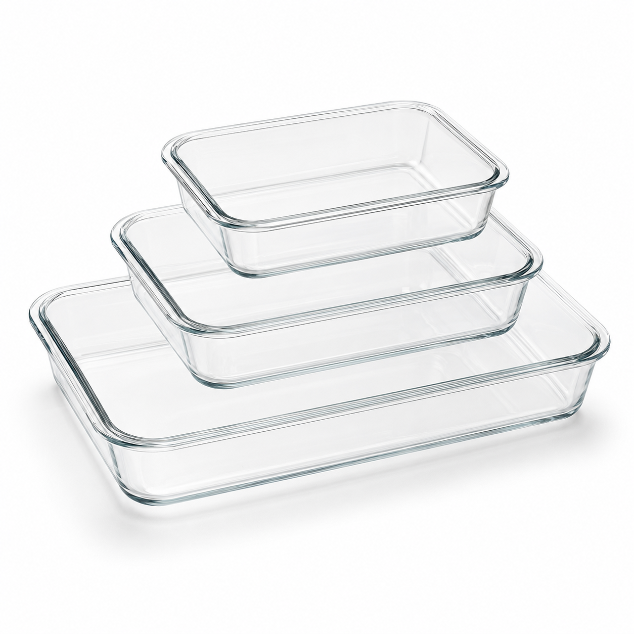 Red Cherry 3-Piece Borosilicate Glass Baking Tray Set