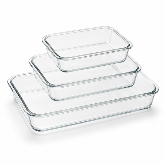 Red Cherry 3-Piece Borosilicate Glass Baking Tray Set
