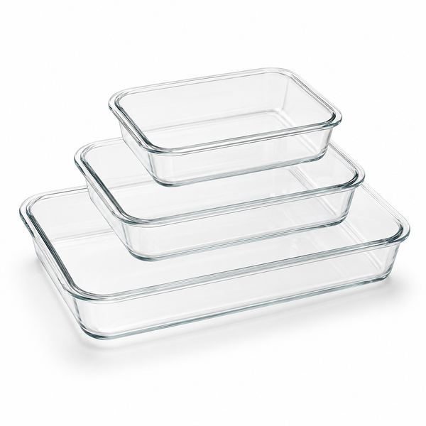 Red Cherry 3-Piece Borosilicate Glass Baking Tray Set
