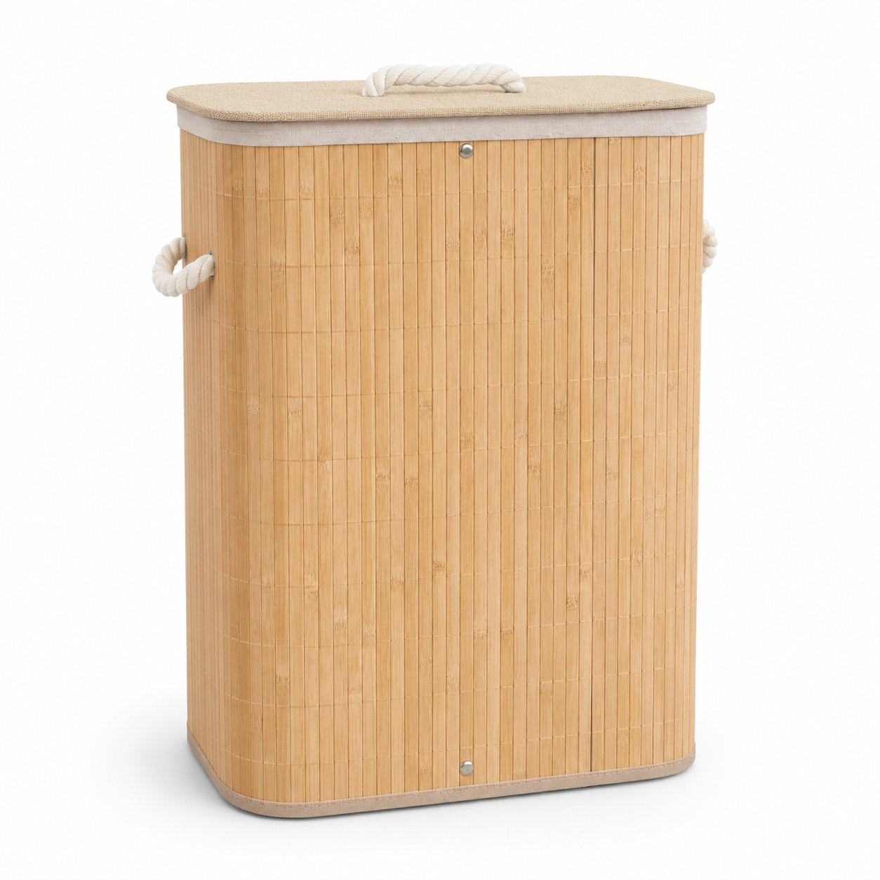 Bamboo Laundry Hamper with Lid & Rope Handles