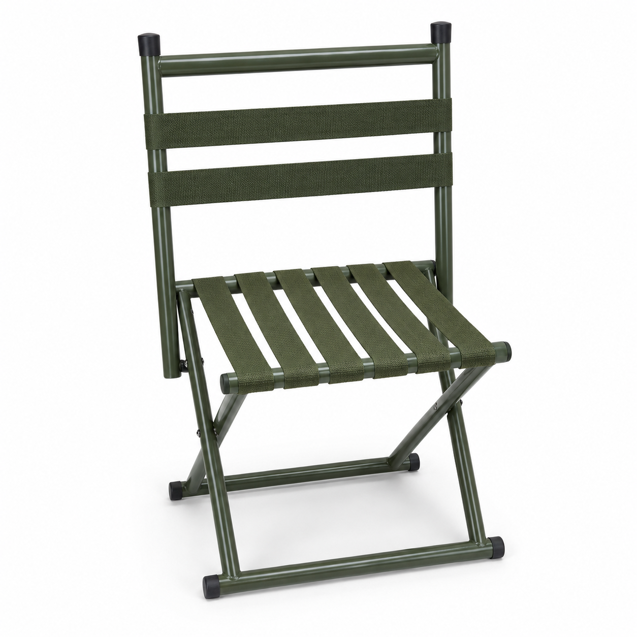 Foldable Metal Outdoor Chair with Woven Seat – Green