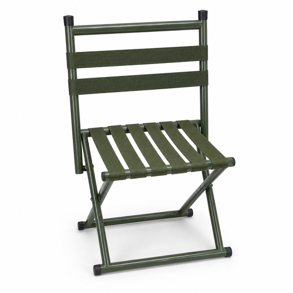 Foldable Metal Outdoor Chair with Woven Seat – Green