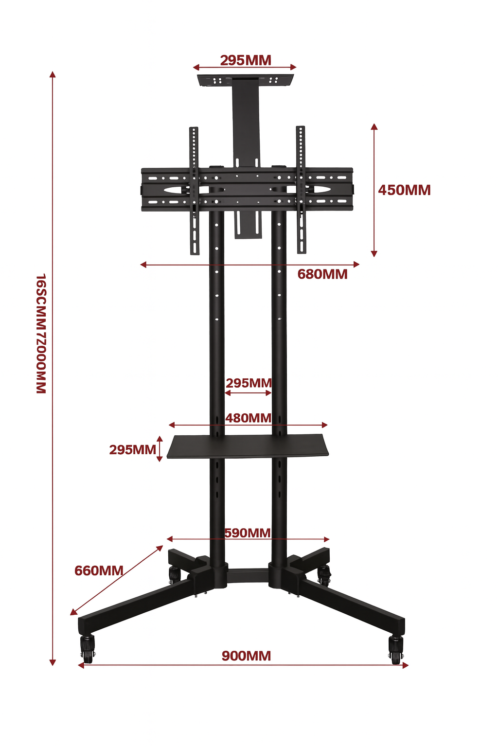 TechStand TV Trolley with Accessory Shelf