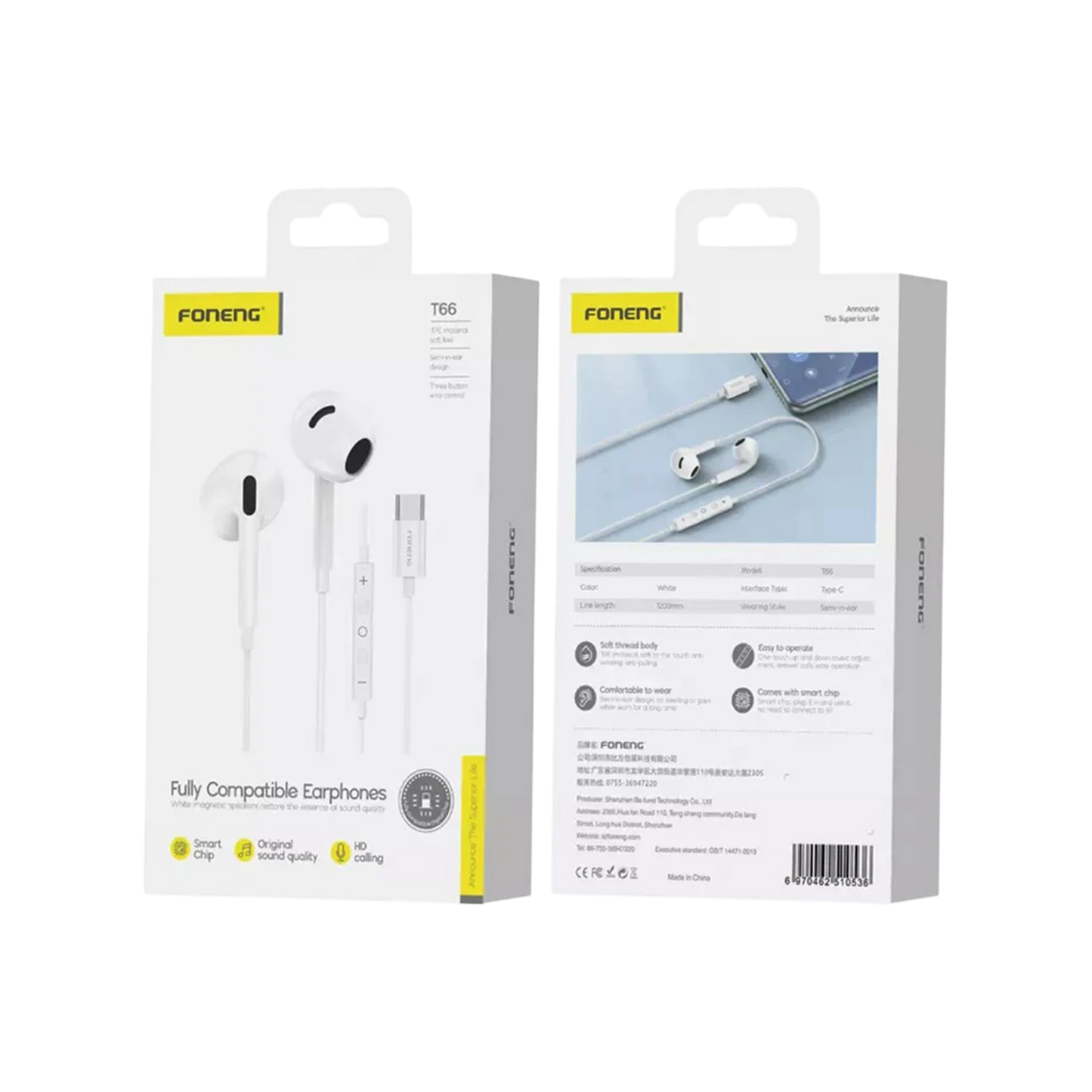 Foneng T66 Type-C Earphones