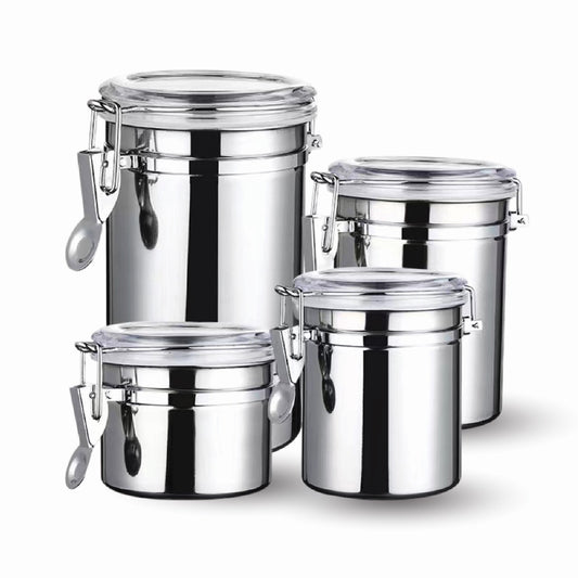 Stainless Steel Canister Set with Locking Lids – 4 Pcs