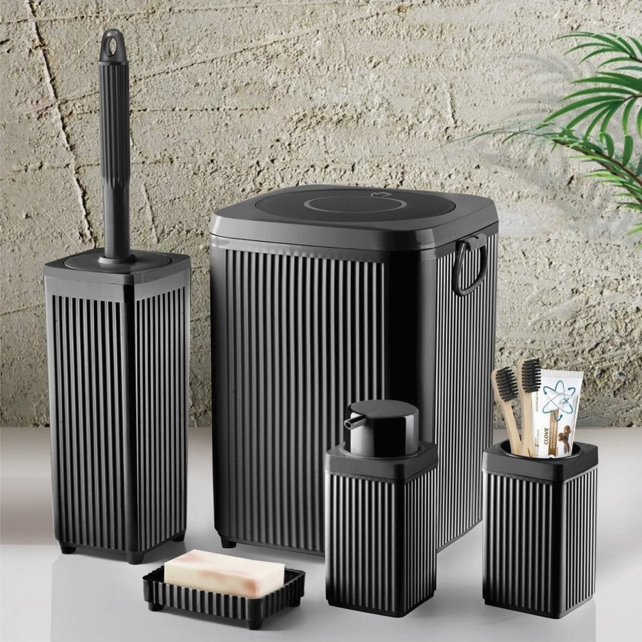 Black Bathroom Set – 5 Pcs