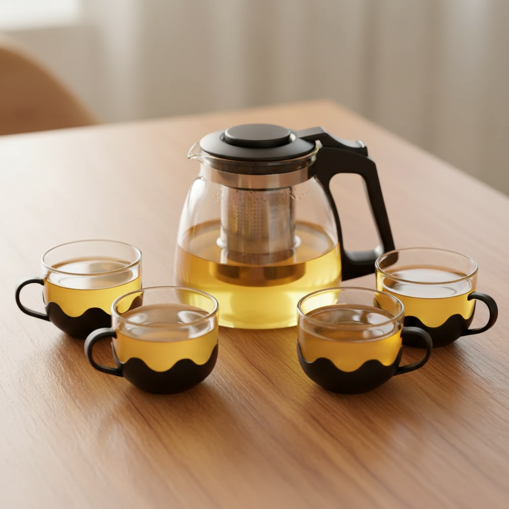 Classic Glass Tea Set - 5 Pcs