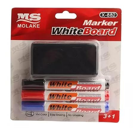 MS Molake Whiteboard Marker With Eraser - Set Of 3