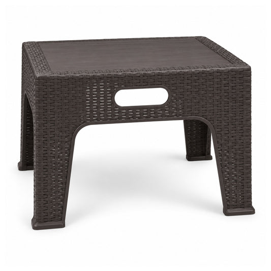 Dark Brown Rattan-Look Rectangular Table