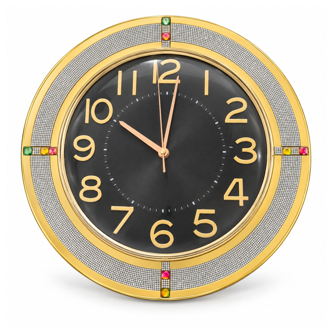 Gold Wall Clock with Silver Decorative Border