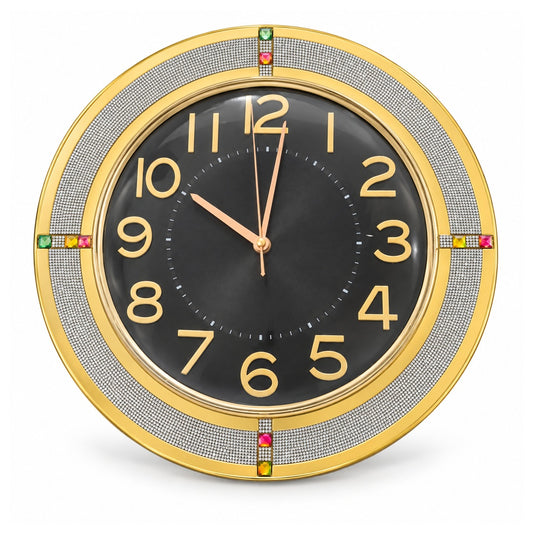 Gold Wall Clock with Silver Decorative Border