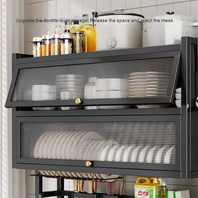Dual-Layer Kitchen Sink Organizer – Modern Dustproof Drainage Rack & Dish Storage Cabinet