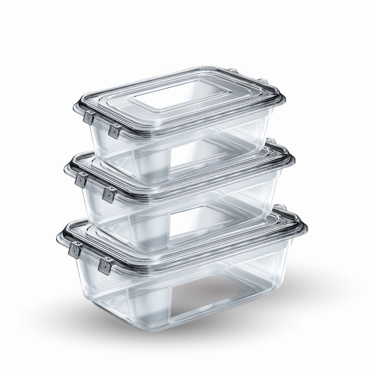 3-Piece Airtight Glass Food Container Set With Locking Lids