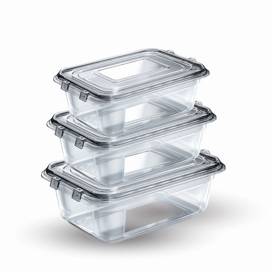 3-Piece Airtight Glass Food Container Set With Locking Lids