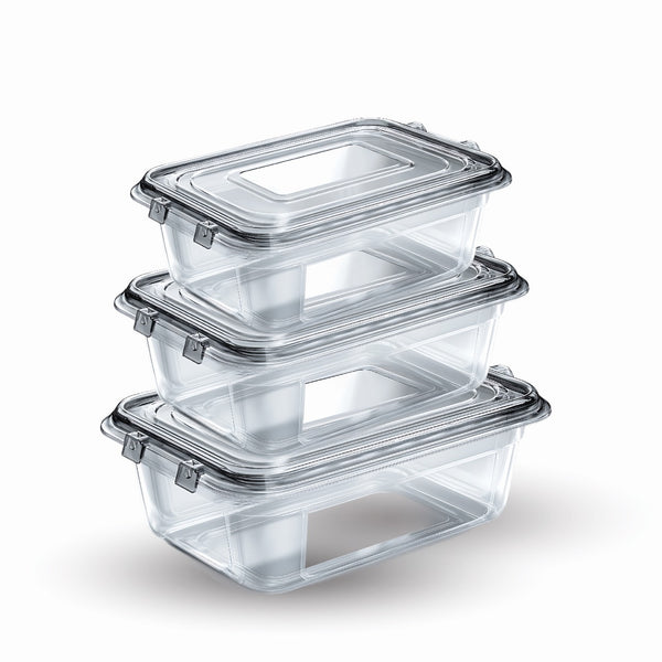 3-Piece Airtight Glass Food Container Set With Locking Lids
