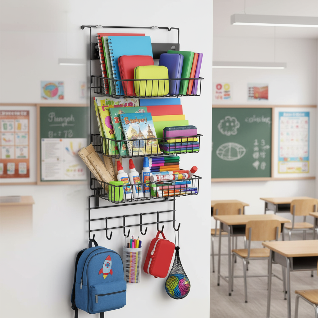 Multi-Purpose 3-Tier Wall Organizer Rack With Hooks