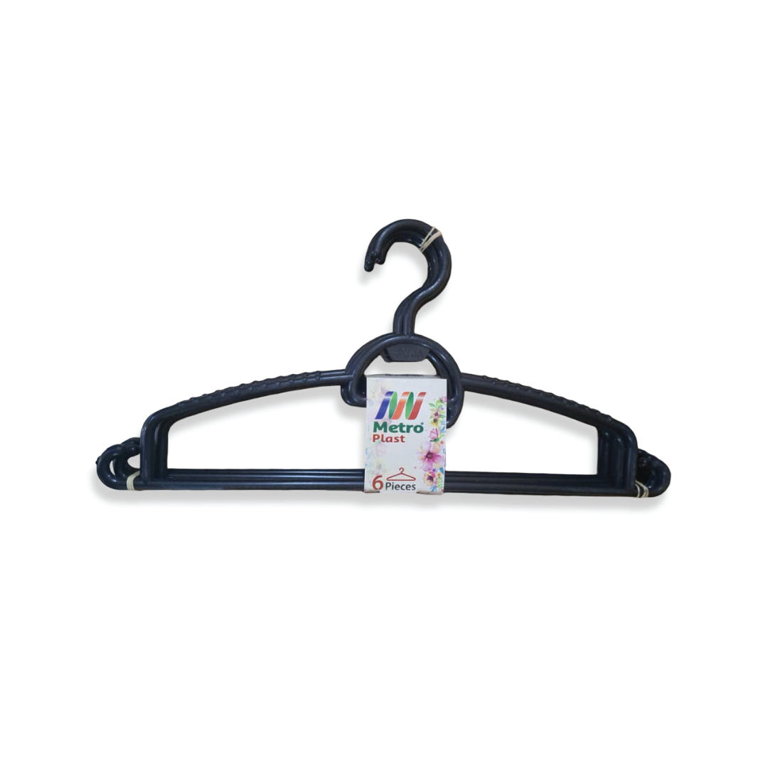 Metro Plast Heavy-Duty Plastic Hangers (6 Pieces) – Black