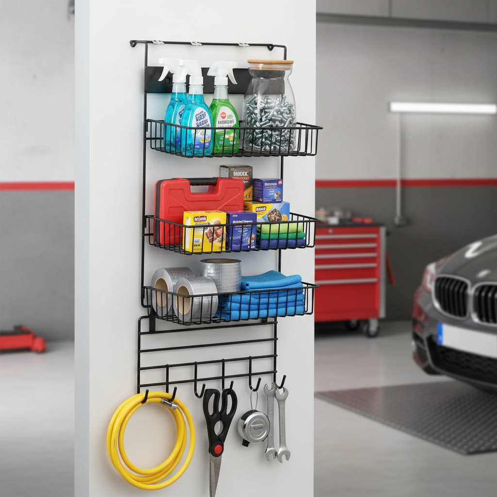 Multi-Purpose 3-Tier Wall Organizer Rack With Hooks