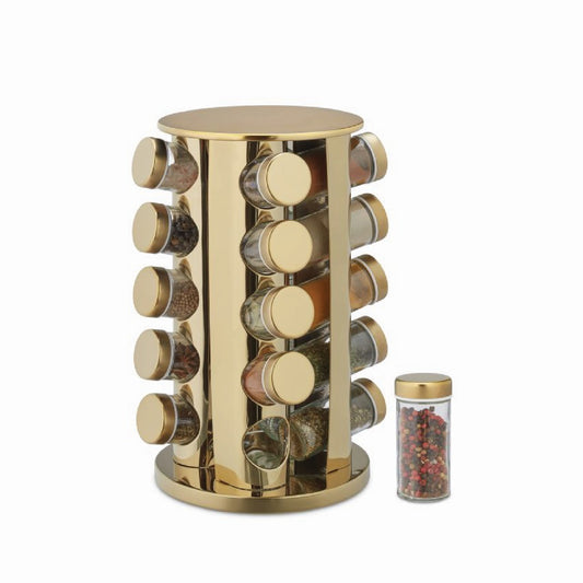 16-Jar Rotating Stainless Steel Spice Rack Organizer