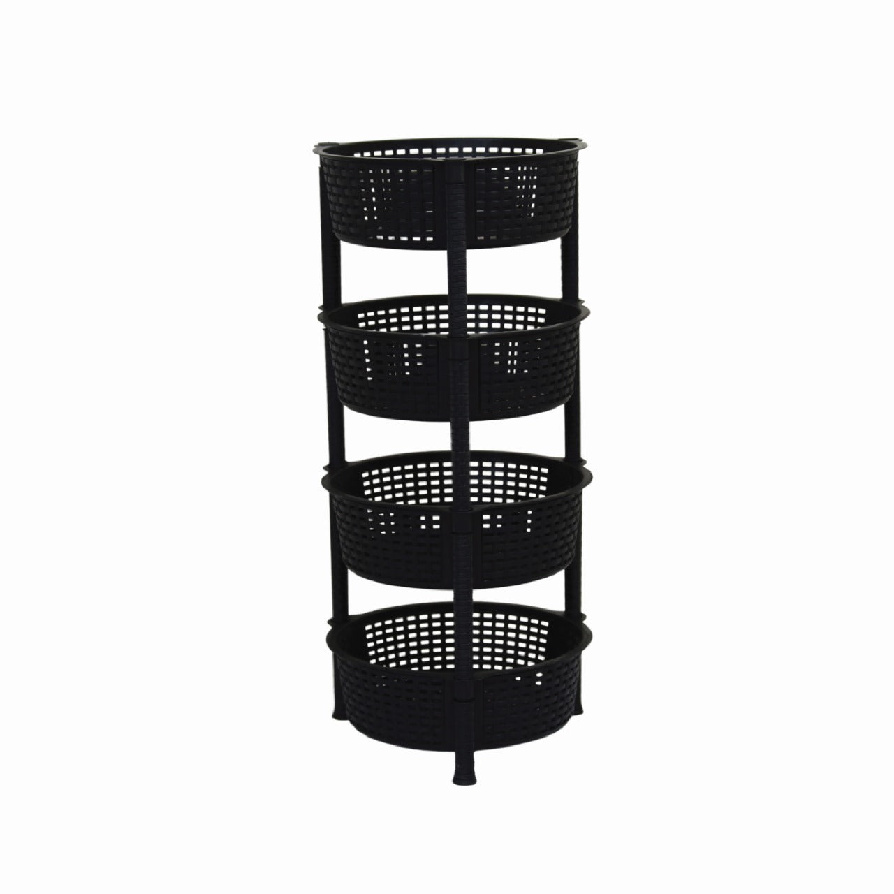 4-Tier Round Plastic Storage Rack – Woven Style