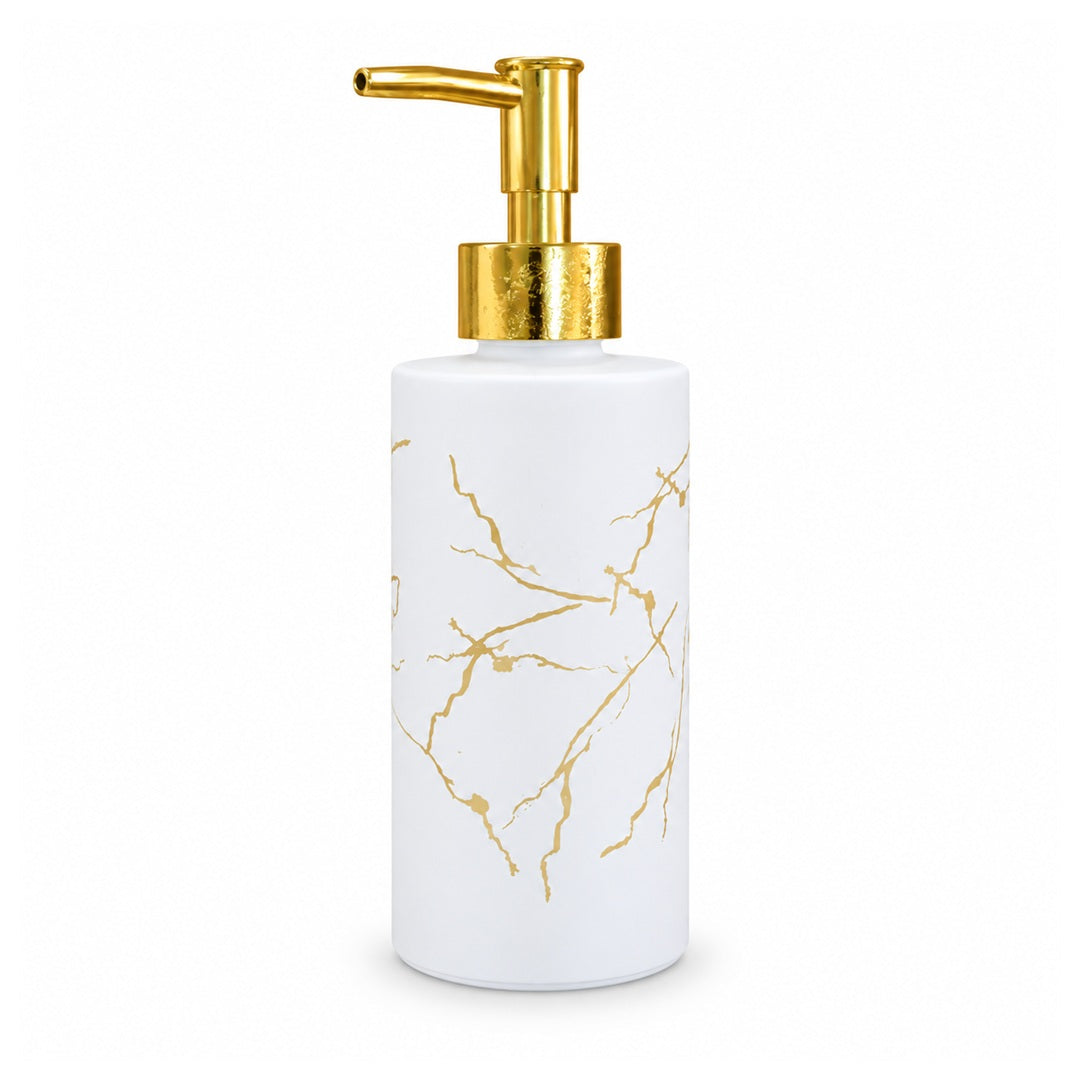 White and Gold Marble-Effect Soap Dispenser