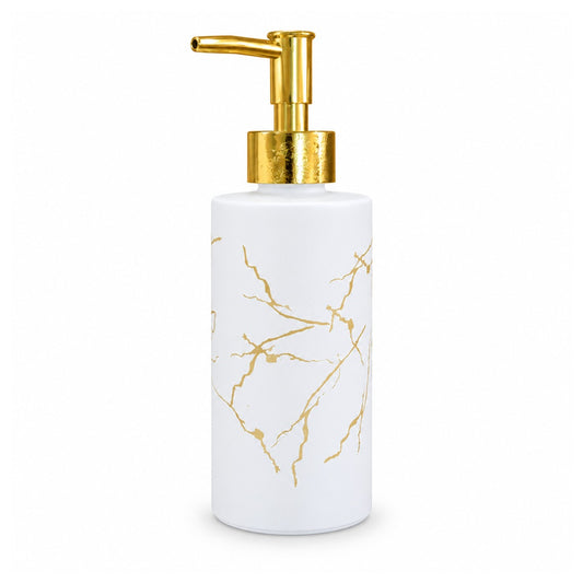 White and Gold Marble-Effect Soap Dispenser